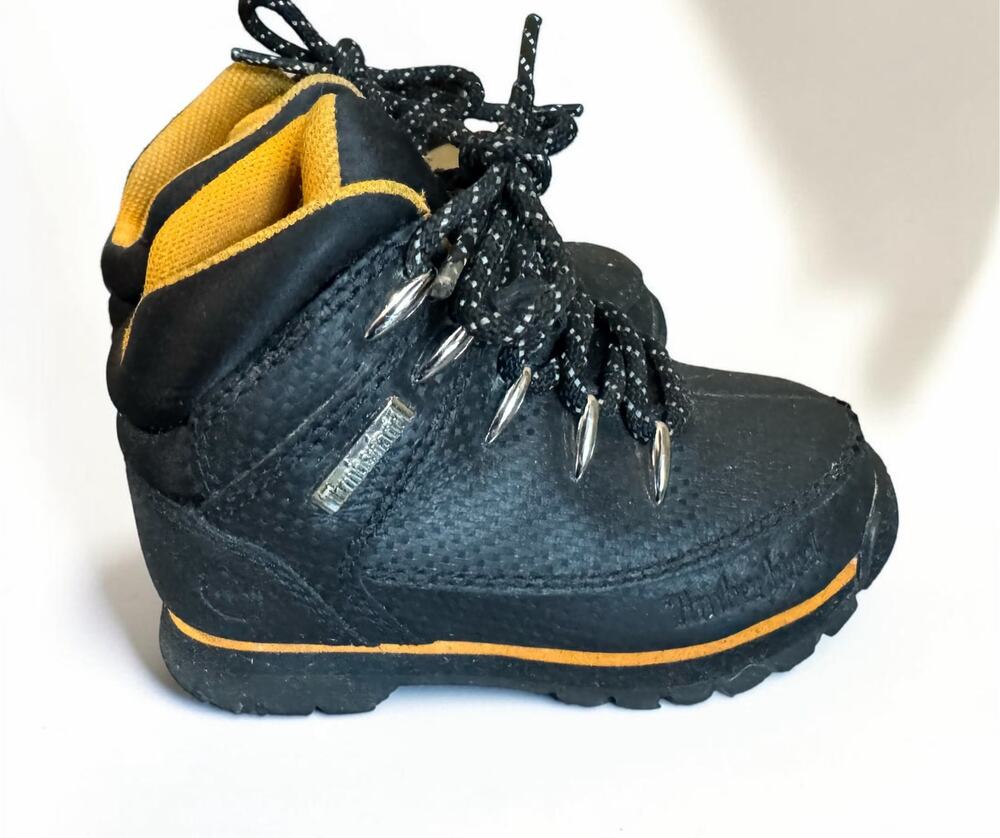 Timberland Euro Sprint Mid Hiker Toddler Boots – Size 8.5C Black/Orange